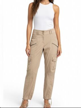 VINTAGE BEBE LIGHTWEIGHT CARGO PANTS Y2K SIZE 0 TAN